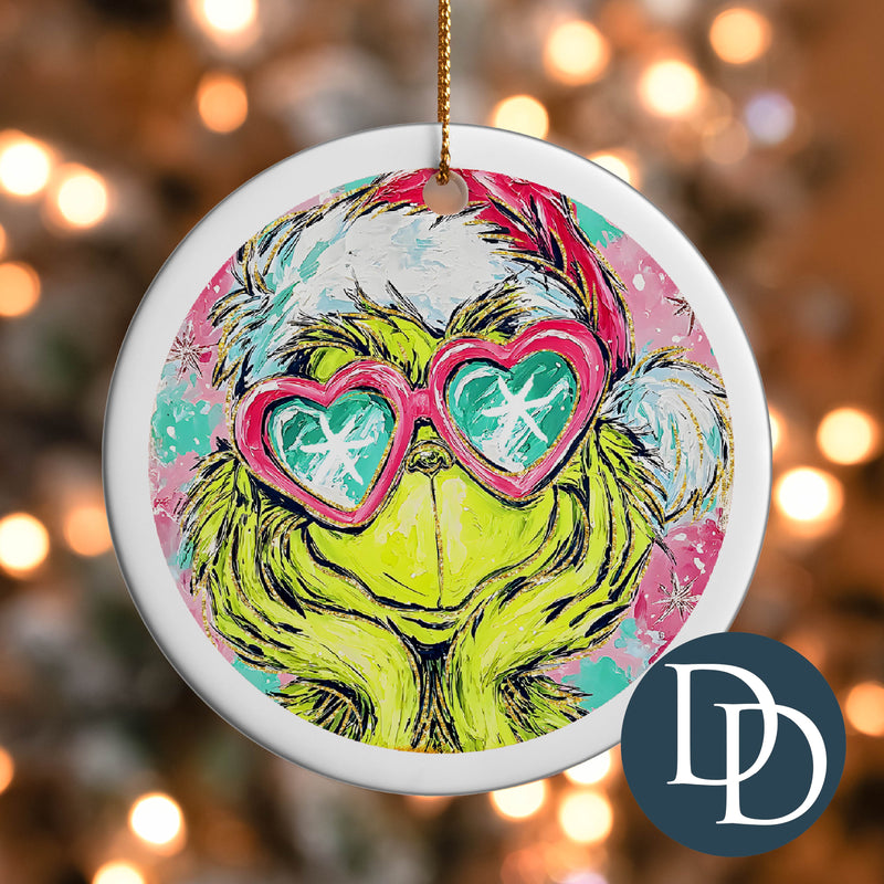Colorful Green Guy Christmas *UV DTF Ornament Decal*