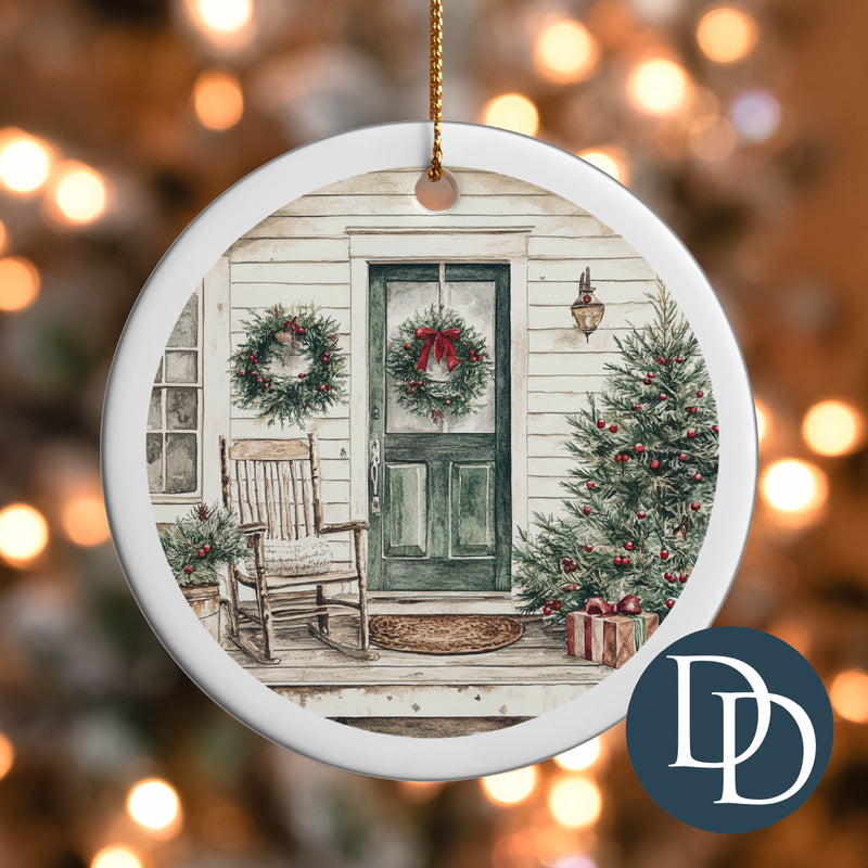 Country Christmas Porch *UV DTF Ornament Decal*