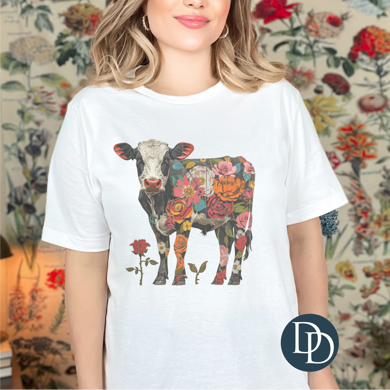 Floral Heifer *Sublimation Print Transfer*