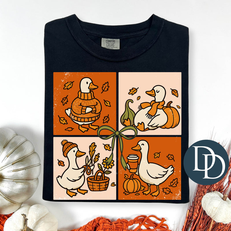 Cozy Fall Goose Grid *DTF Transfer*