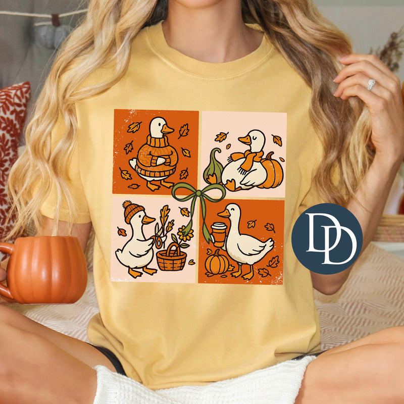 Cozy Fall Goose Grid *DTF Transfer*