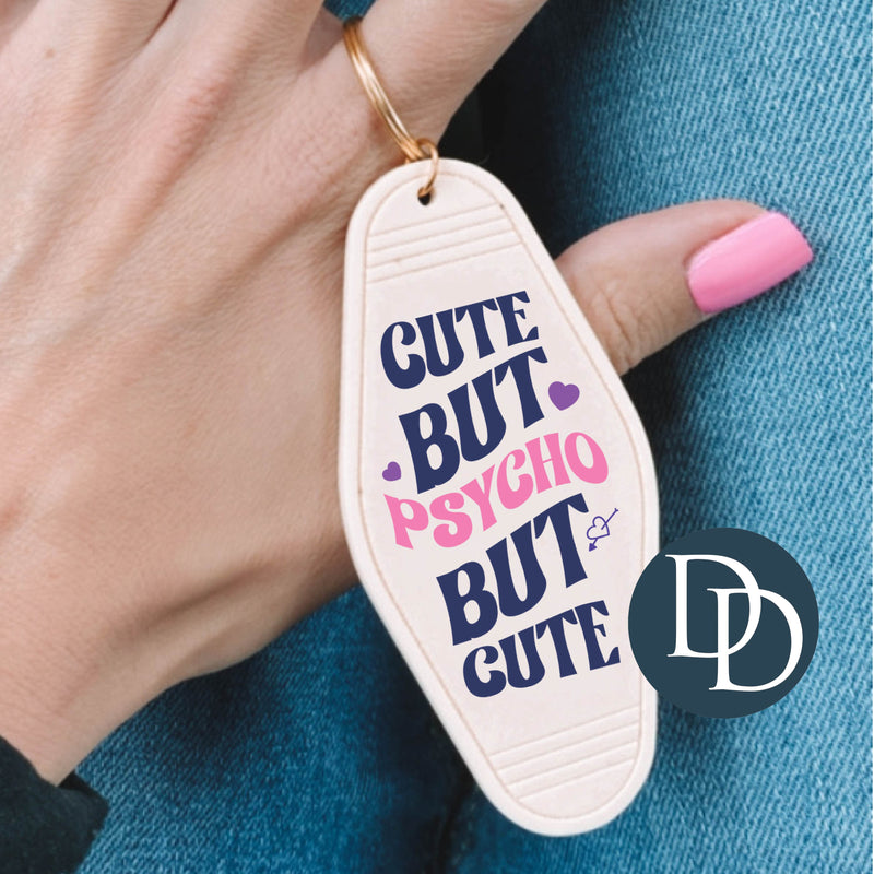 Cute But Psycho But Cute Hearts *Motel Keychain UV DTF Decal*
