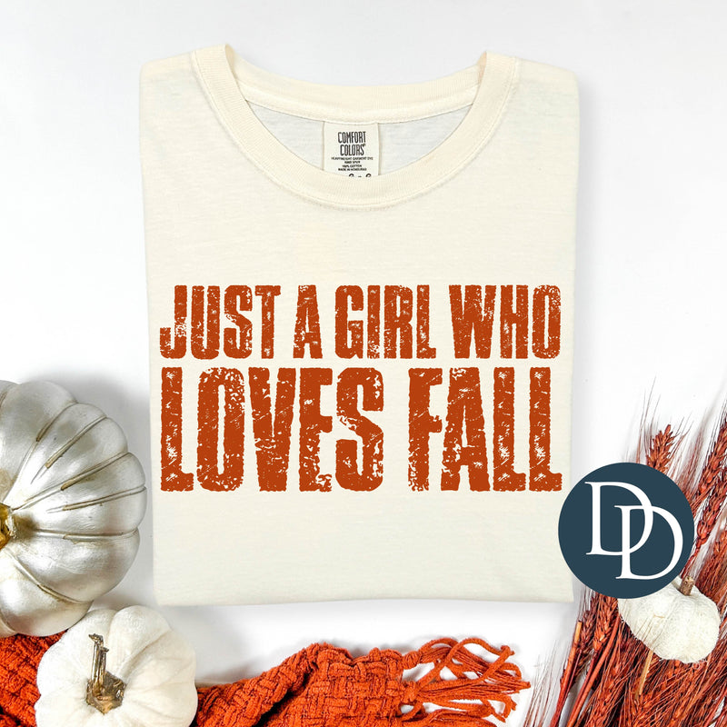 Distressed Just A Girl Who Loves Fall Block *DTF Transfer*