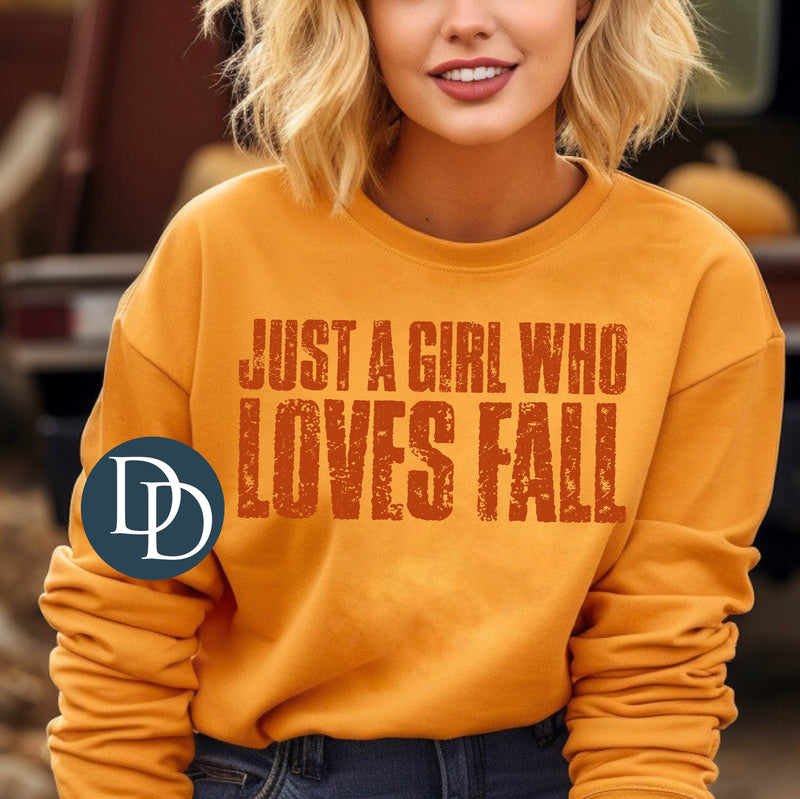 Distressed Just A Girl Who Loves Fall Block *DTF Transfer*