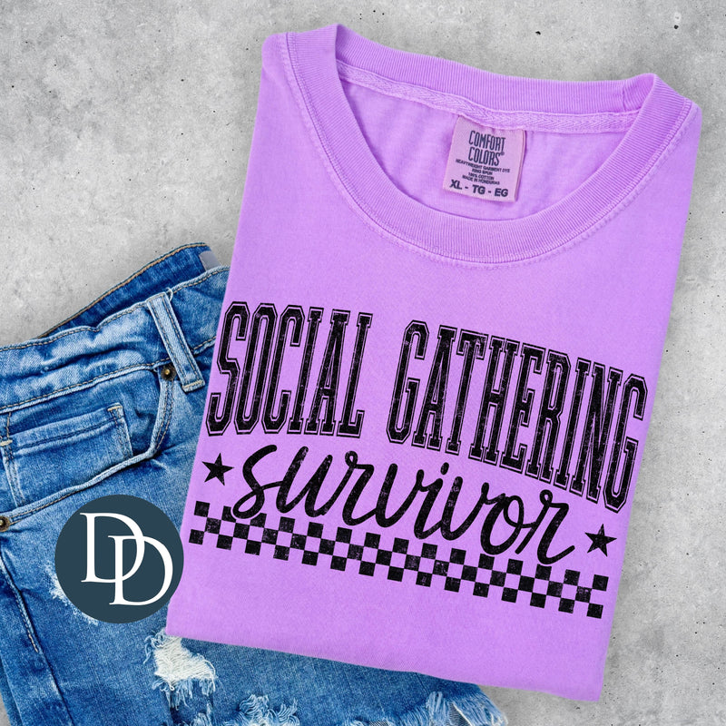 Distressed Social Gathering Survivor Checkered Accent *DTF Transfer*
