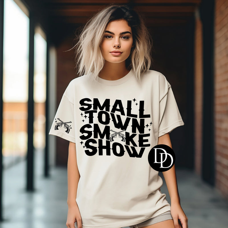 Small Town Smoke Show With Pocket Accent (Black Ink) - NOT RESTOCKING - *Screen Print Transfer*