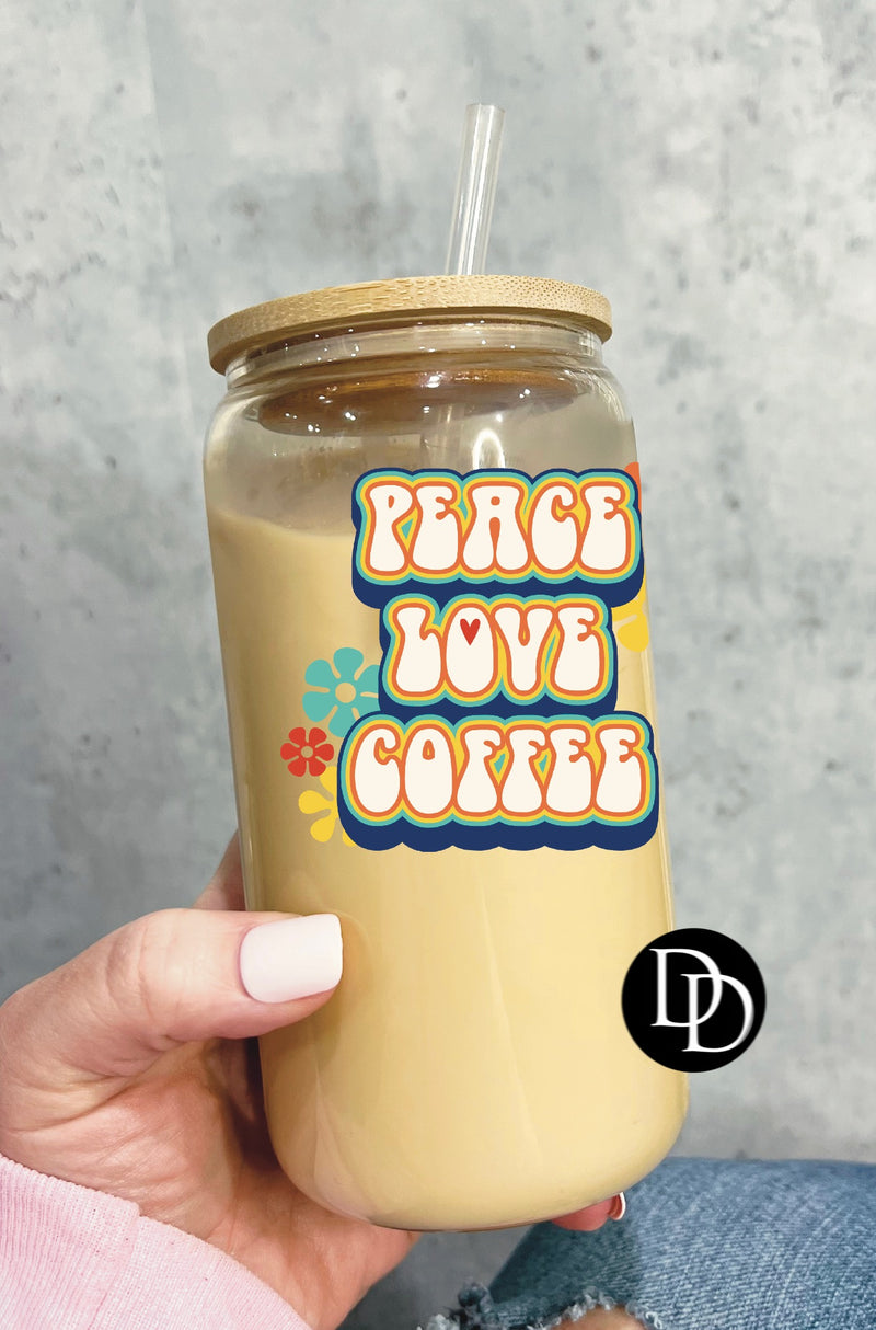 Peace Love Coffee UV DTF Decal