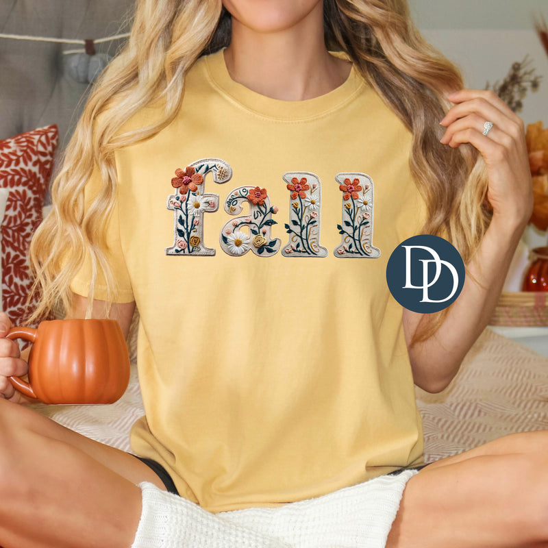 Fall Flowers Faux Embroidery *DTF Transfer*
