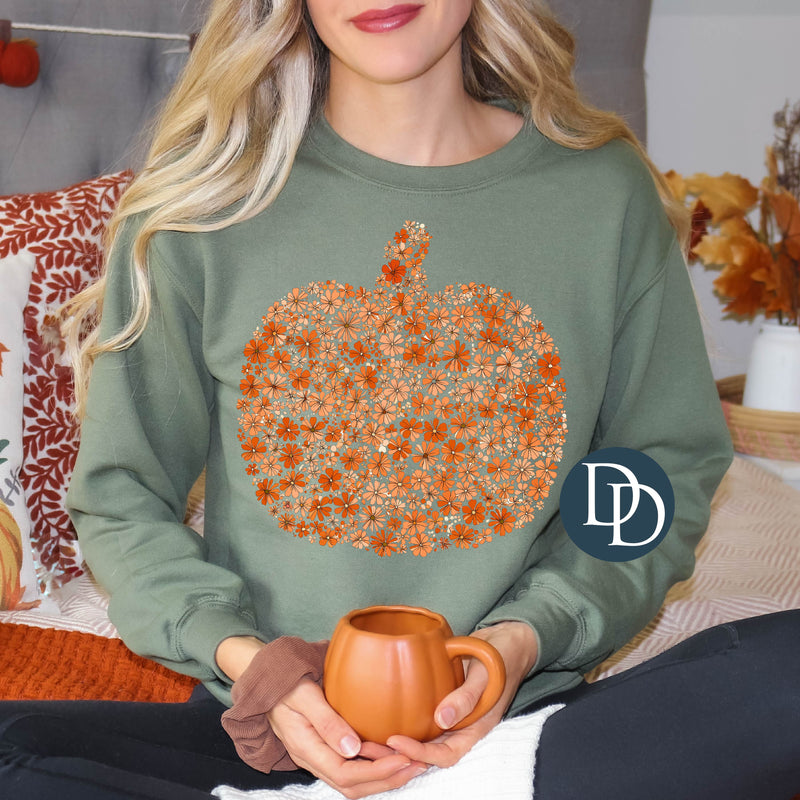 Fall Flowers Pumpkin *DTF Transfer*