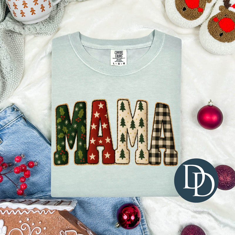 Faux Embroidery Christmas Mama *DTF Transfer*