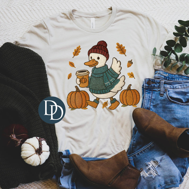 Faux Embroidery Fall Duck *DTF Transfer*