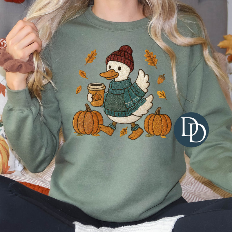 Faux Embroidery Fall Duck *DTF Transfer*
