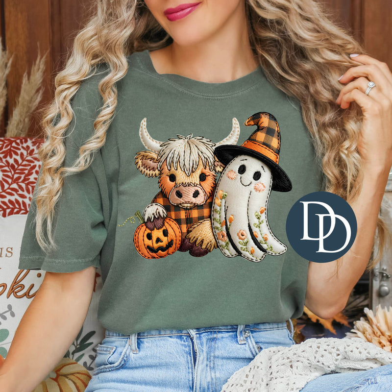 Faux Embroidery Halloween Ghost Cow Cuties *DTF Transfer*