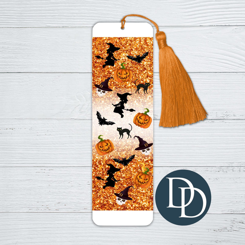 Faux Glitter Orange Spooky Things *UV DTF Bookmark Decal*