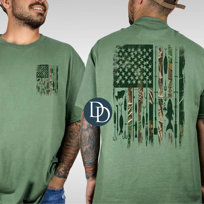 OVERSIZED Fishing Camo Flag with Pocket Accent *DTF Transfer*
