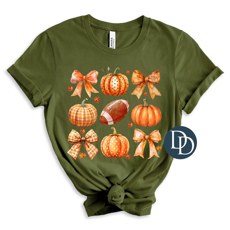 Football And Pumpkin Bows *DTF Transfer*