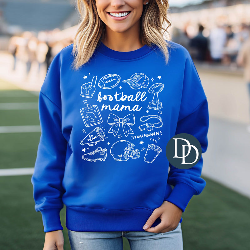 Football Mama Doodles (White Ink) *Screen Print Transfer*