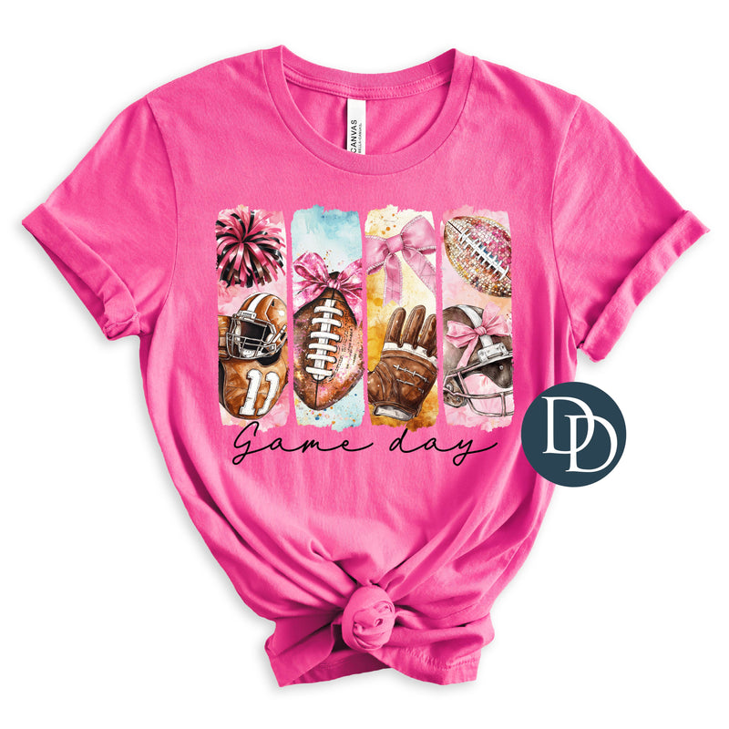Game Day Pink Brush Strokes Football *DTF Transfer*