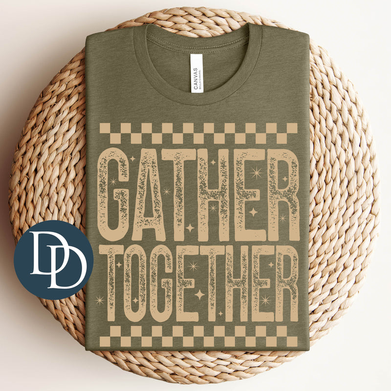 Gather Together Distressed Checkered *DTF Transfer*