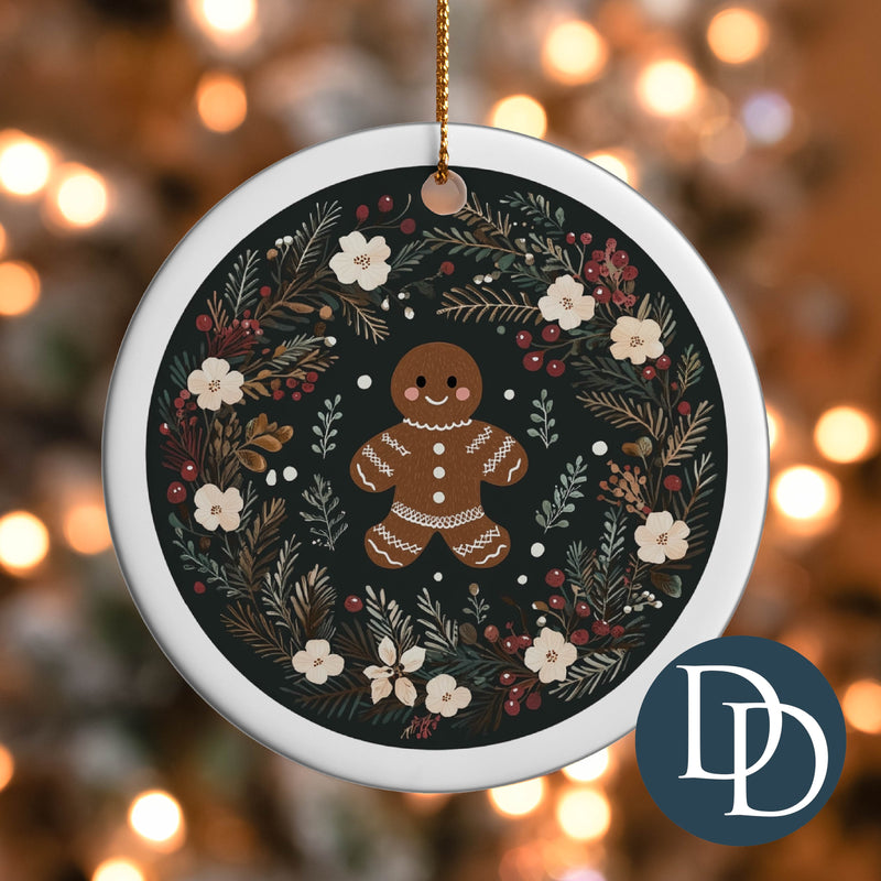 Gingerbread Floral Wreath *UV DTF Ornament Decal*