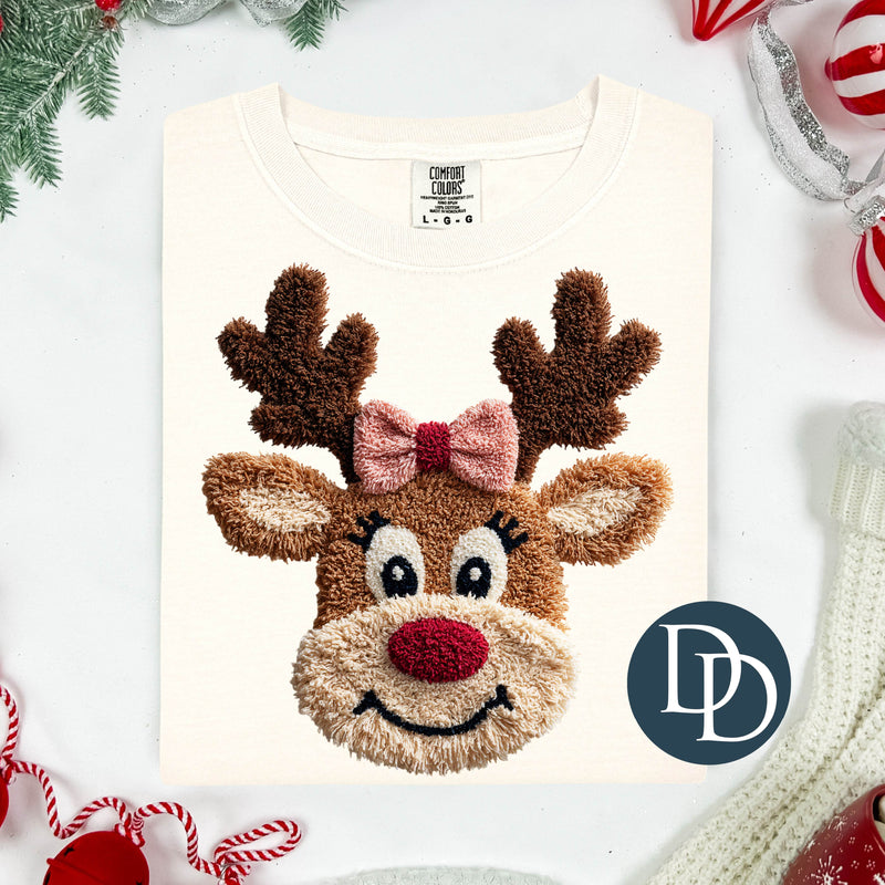 Girl Reindeer Faux Yarn *DTF Transfer*