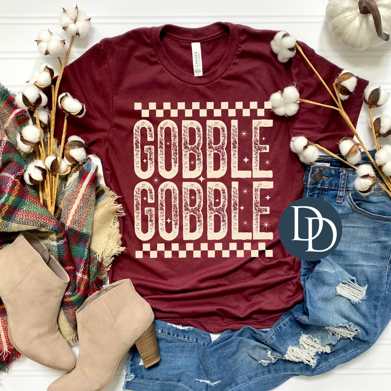 Gobble Gobble Distressed Checkered *DTF Transfer*