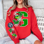 Green G Winter Floral With Sleeve Accent *DTF Transfer*