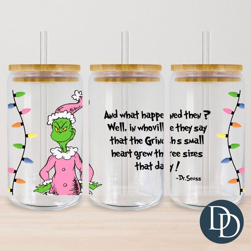 Grew Three Sizes That Day Christmas Lights *UV DTF Cup Wrap*