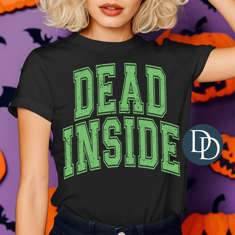 OVERSIZED Grunge Dead Inside Varsity (Bright Green Ink) *Screen Print Transfer*
