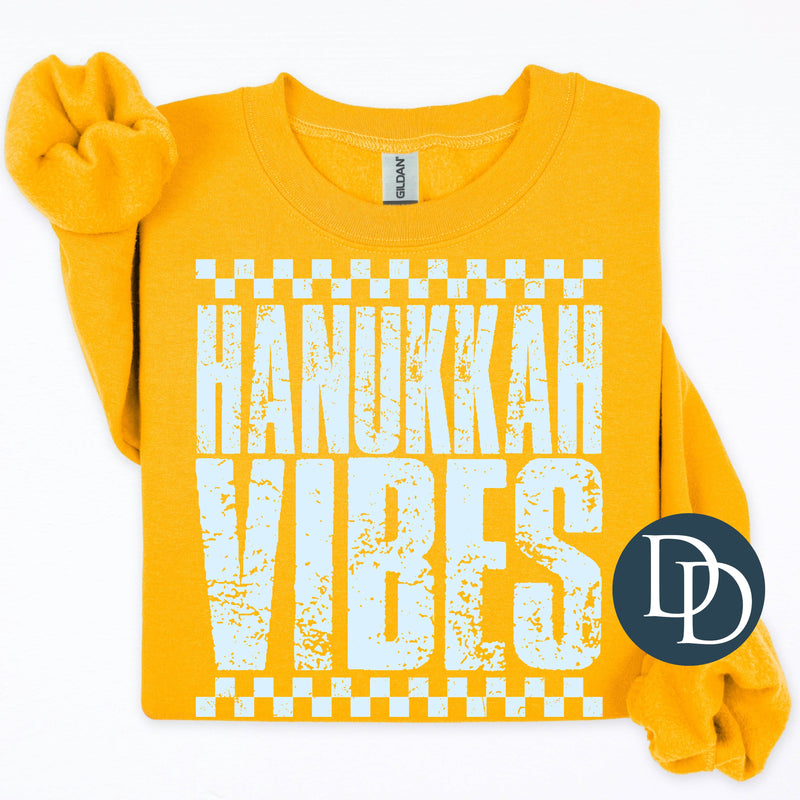 Hanukkah Vibes Distressed Checkered *DTF Transfer*