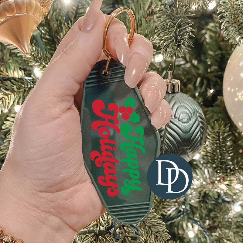 Happy Holidays Holly Berries *Motel Keychain UV DTF Decal*