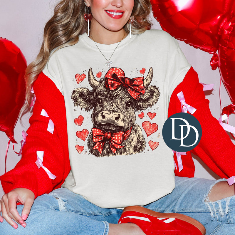 Highland Cow Heart Doodles *DTF Transfer*