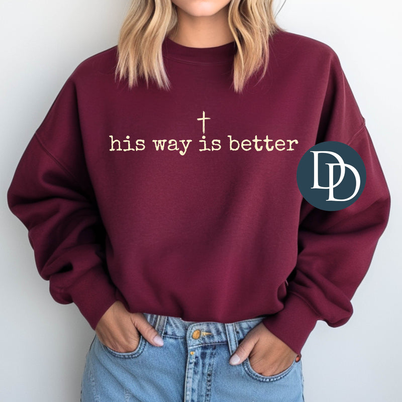 His Way Is Better Cross (Cream Ink) *Screen Print Transfer*