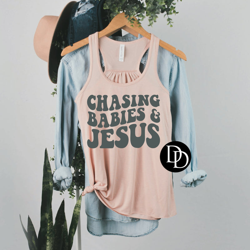 Chasing Babies & Jesus (Cool Grey Ink)*Screen Print Transfer*