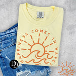 Happiness Comes In Waves With Sun Pocket (Bright Orange Ink) *Screen Print Transfer*