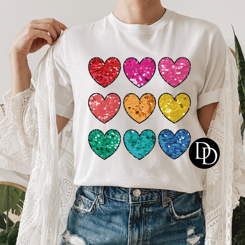 Sequin Colorful Hearts *Sublimation Print Transfer*