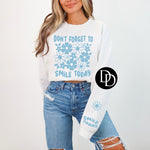 Smile Today With Sleeve Accents (Light Blue Ink) *Screen Print Transfer*