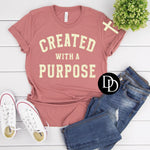 Created With A Purpose Oversized  With Sleeve Accent (Cream Ink) *Screen Print Transfer*