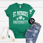 St. Patrick’s University Oversized With Sleeve Accent (White Ink) *Screen Print Transfer*