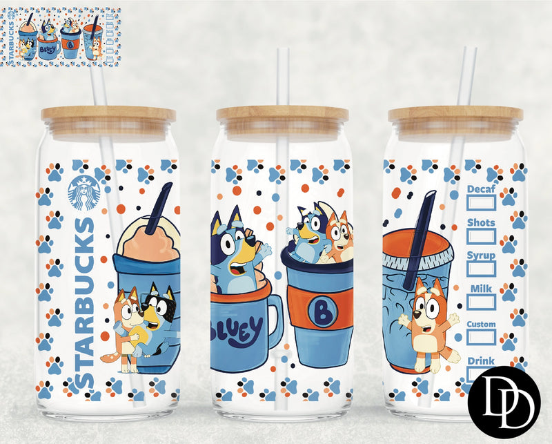 Blue Starbs Paws Coffee UV DTF Cup Wrap