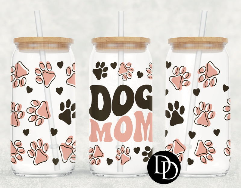 Dog Mom Two Color Paws Hearts UV DTF Cup Wrap