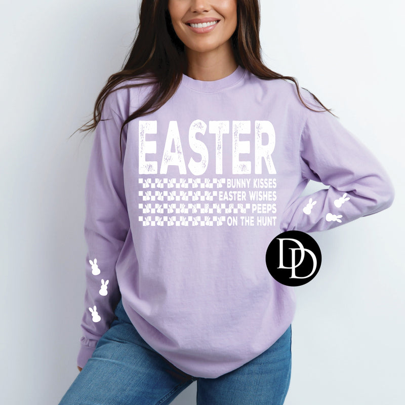 Easter Oversized With Bunny Accents (White Ink) *Screen Print Transfer*