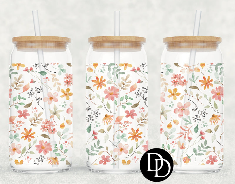 Light Watercolor Flower Mix UV DTF Cup Wrap