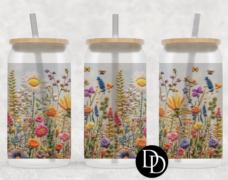 Faux Stitched Wild Flowers *Sublimation Print Transfer*