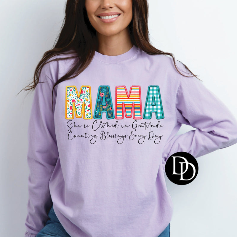 Faux Mama Embroidered Counting Blessings *DTF Transfer*