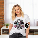 Living The Dream Crying Skeleton *Sublimation Print Transfer*