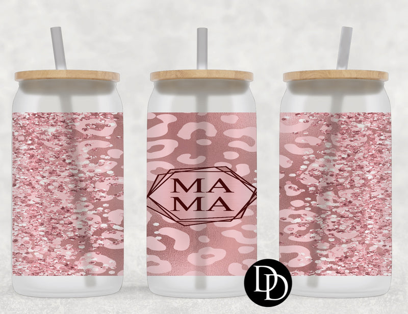 Pink Glitter Leopard Mama  *Sublimation Print Transfer*