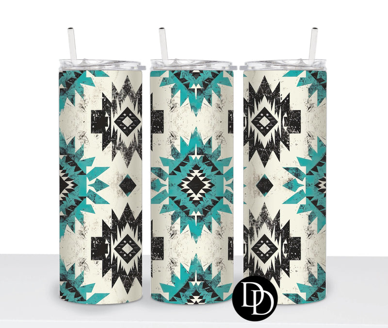 Teal and Black Aztec *Sublimation Print Transfer*