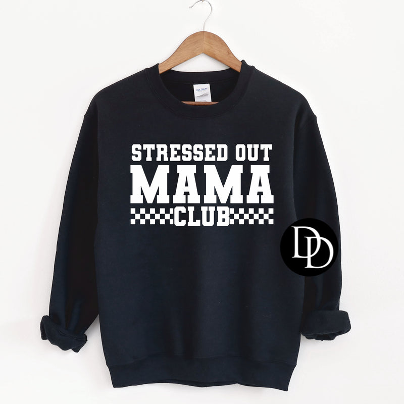 Stressed Out Mama Club Checkered Oversized (White Ink) *Screen Print Transfer*