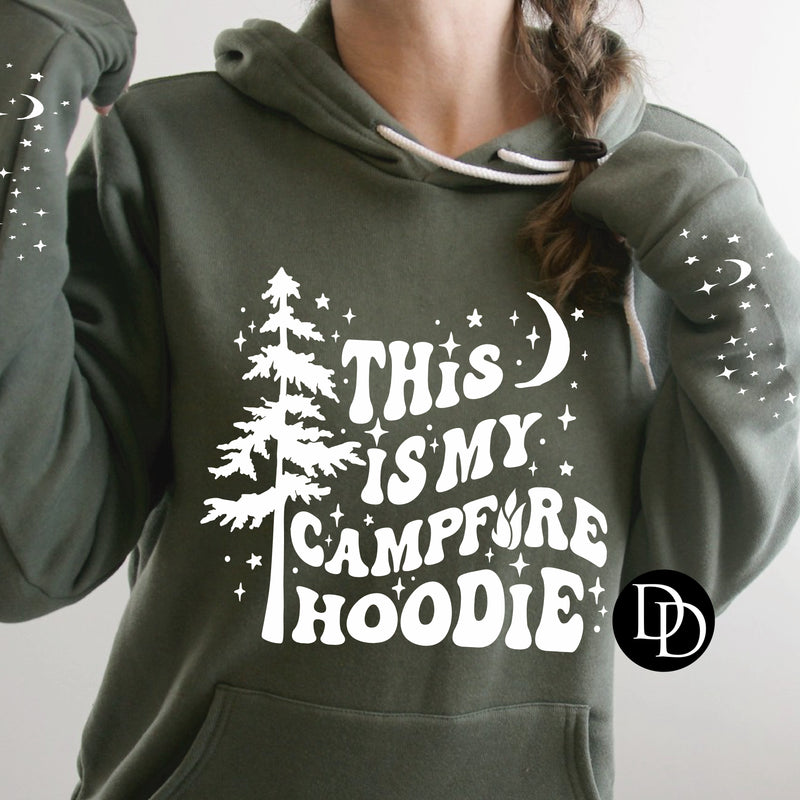 This Is My Campfire Hoodie With Sleeve Accents (White Ink) *Screen Print Transfer*